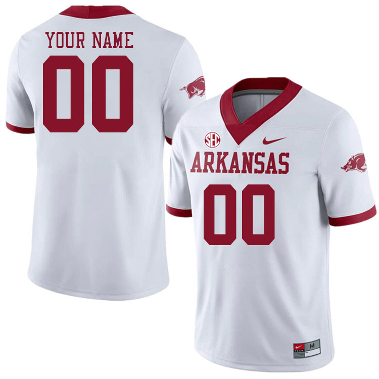 Custom Arkansas Razorbacks Name And Number College Football Jerseys Stitched-Alternate White